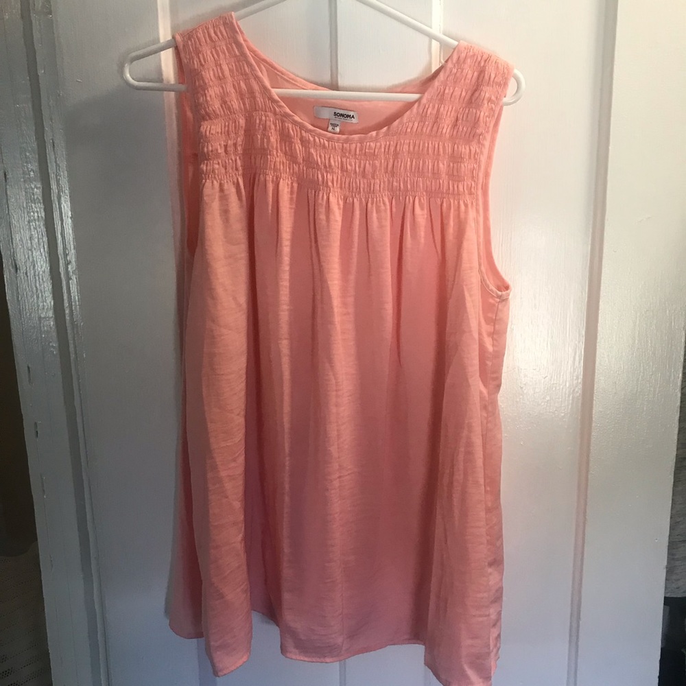Peach sleeveless sheer shirt